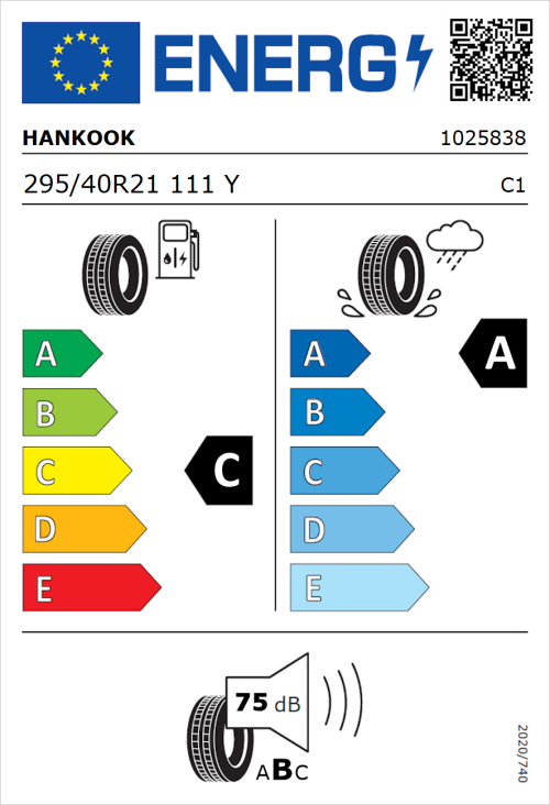 Tyre Label for Hankook Ventus S1 evo3 SUV (K127A) 295/40R21 111Y
